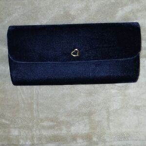 Elegant Black Clutch with Gold Heart Accent